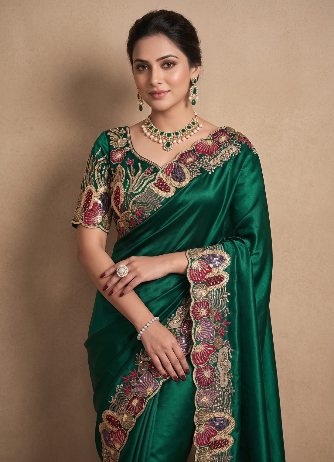 Dyed satin fabric